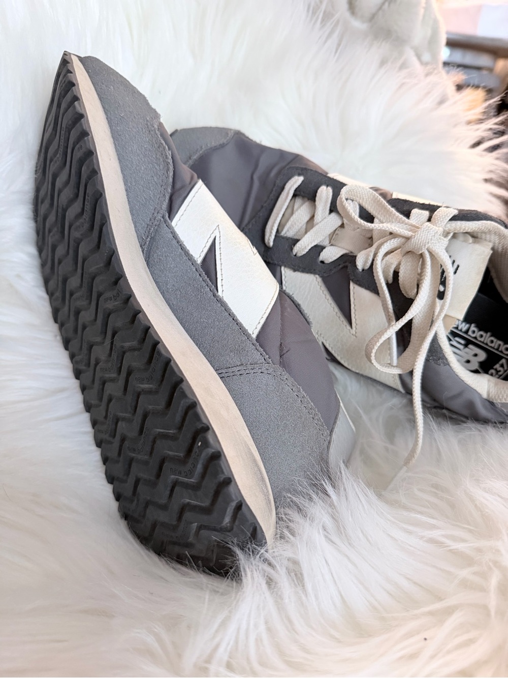New Balance Gray & White Casual Runner Sneakers